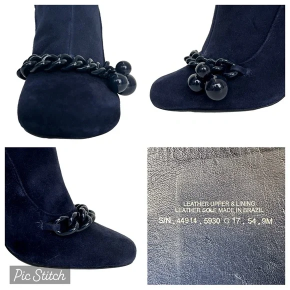 Tory Burch Boots Addison 95 MM Lancaster Suede Royal Navy Blue Size 9 M Medium - Picture 14 of 17